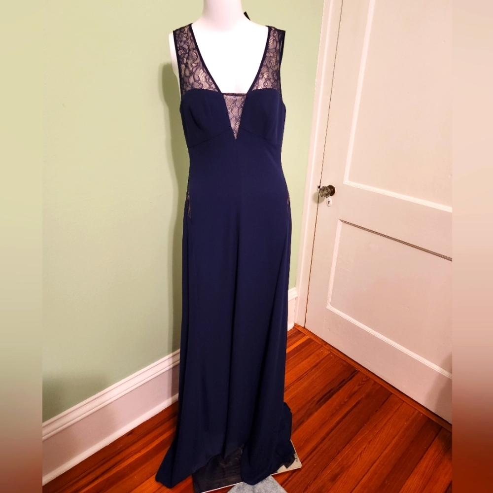 Navy Blue "Ariel" BCBG Max Azria Lace Evening Gown - Size 8 (Eight)